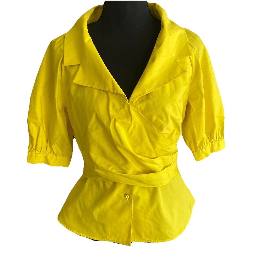 Vintage Kenzo Blouse  Size S Vibrant Yellow Tied Front Romantic Feminine